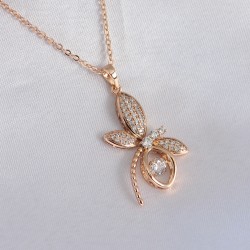 Xuping Rose Gold Renk Zirkon Taşlı Yusufçuk Figür Kadın Kolye