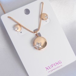 Xuping Rose Gold Renk Zirkon Taşlı Yıldız Figür Kadın Koye Küpe Seti