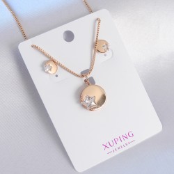 Xuping Rose Gold Renk Zirkon Taşlı Yıldız Figür Kadın Koye Küpe Seti