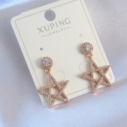 Xuping Rose Gold Renk Zirkon Taşlı Yıldız Model Kadın Küpe