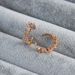 Gold Renk Zirkon Taşlı Earcuff Pirinç Kadın Kıkırdak Küpe