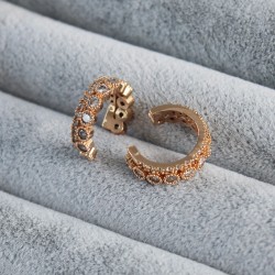 Gold Renk Zirkon Taşlı Earcuff Pirinç Kadın Kıkırdak Küpe