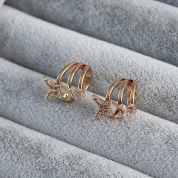 Gold Renk Zirkon Taşlı Kelebek Model Earcuff Pirinç Kadın Kıkırdak Küpe