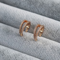 Gold Renk Zirkon Taşlı Earcuff Pirinç Kadın Kıkırdak Küpe