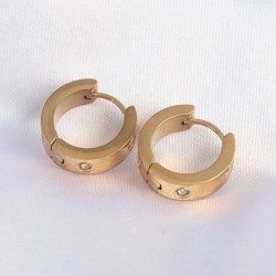 316L Çelik Gold Renk Zirkon Taşlı Minimal Cartier Model Halka Küpe