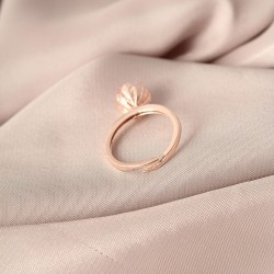 Rose Renk Metal Pembe Lotus Çiçeği Model Ayarlanabilir Kadın Yüzük