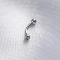 316L Cerrahi Çelik Gümüş Renk Minimal Toplu Beyaz Taş Detay Banana Piercing