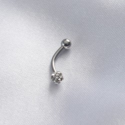 316L Cerrahi Çelik Gümüş Renk Minimal Toplu Zirkon Taşlı Banana Piercing