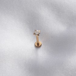 316L Cerrahi Çelik 3 5 mm Zirkon Gold Renk Dudak Piercing