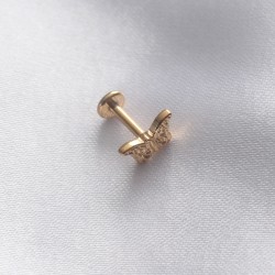 316L Cerrahi Çelik Gold Renk Kelebek Tragus Piercing