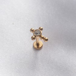 316L Cerrahi Çelik Gold Renk Taşlı Tragus Piercing